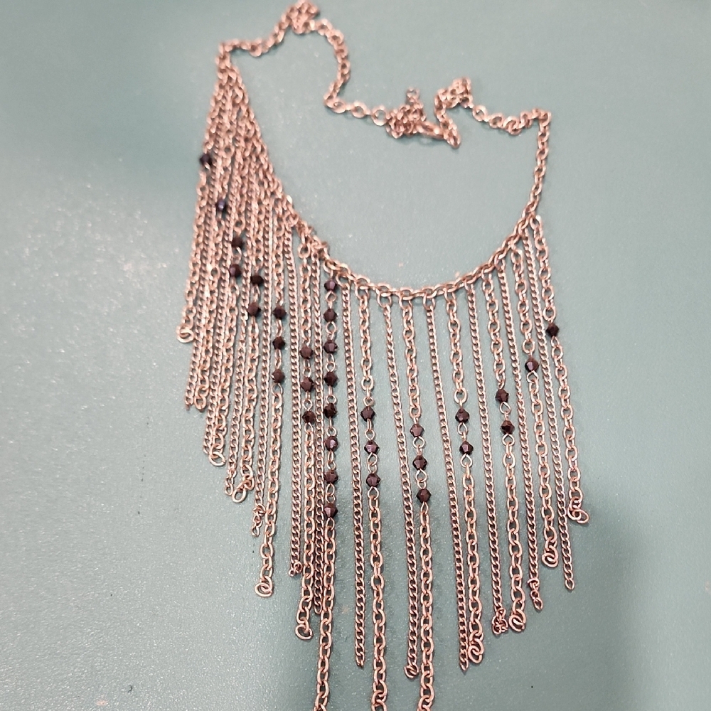Elegant Silver and Black Fringe Necklace